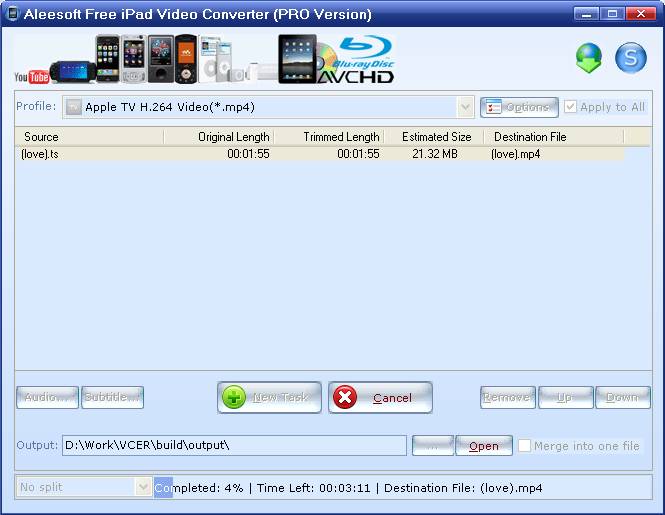 Start Apple vidoe converting